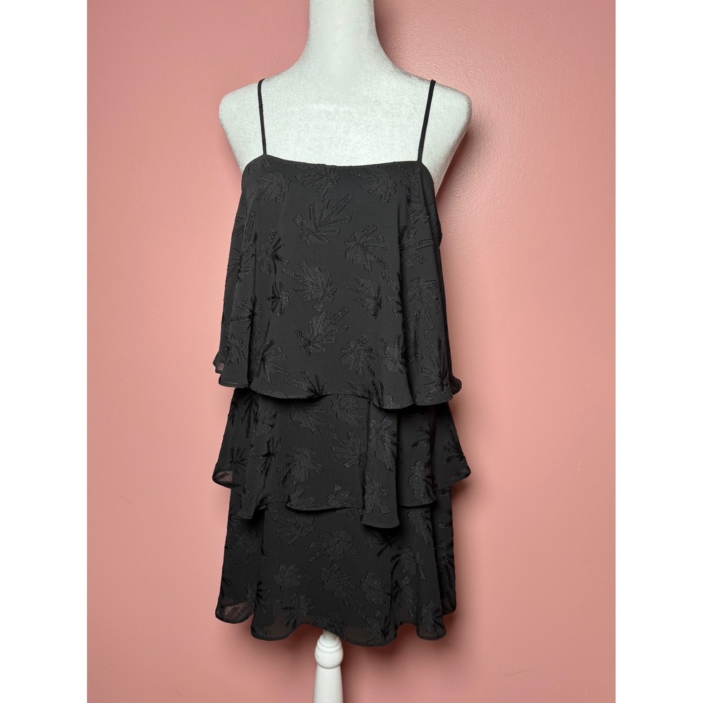 Sam Edelman Clip Chiffon Tiered Mini Dress Women S Black NWT